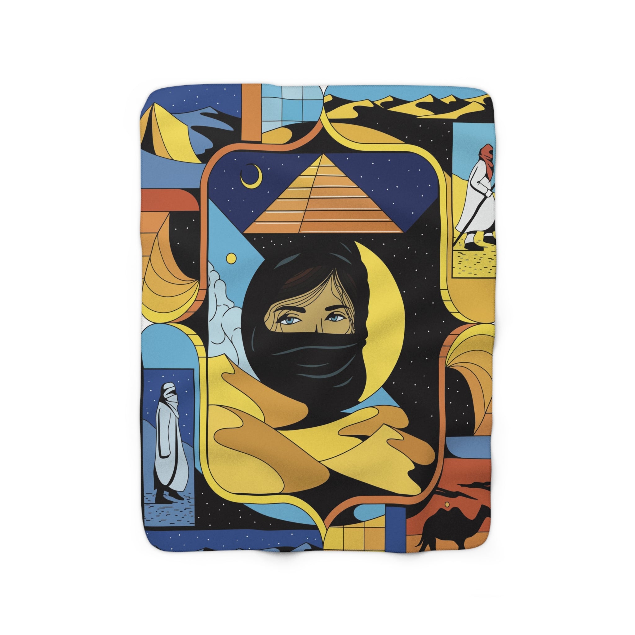 BISHT Sherpa Fleece Blanket | Abstract Bedouiyya