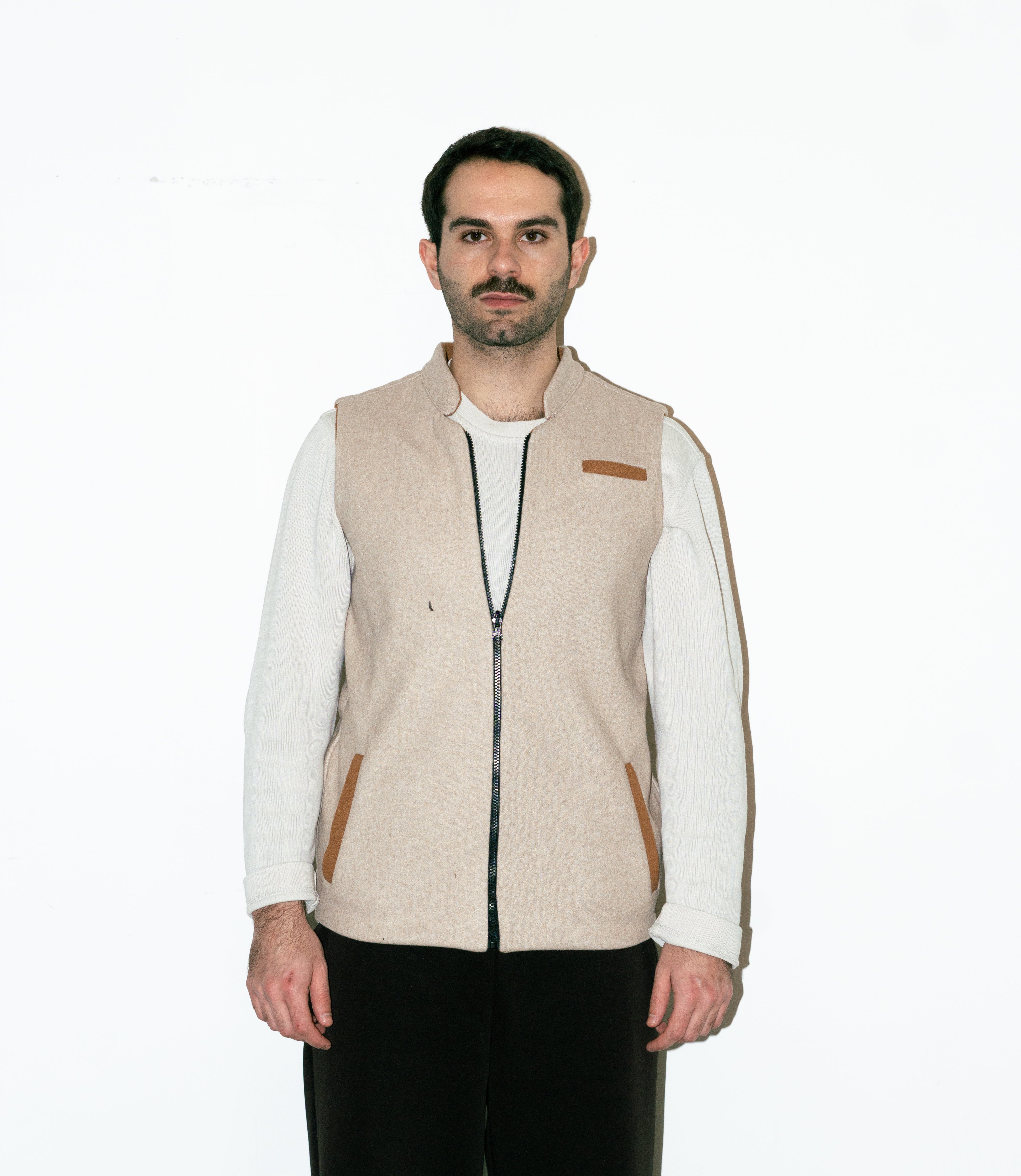 Al-Sudeiri Vest / Reversible - Coconut and Tan (With Zip)