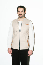 Al-Sudeiri Vest / Reversible - Coconut and Tan (With Zip)