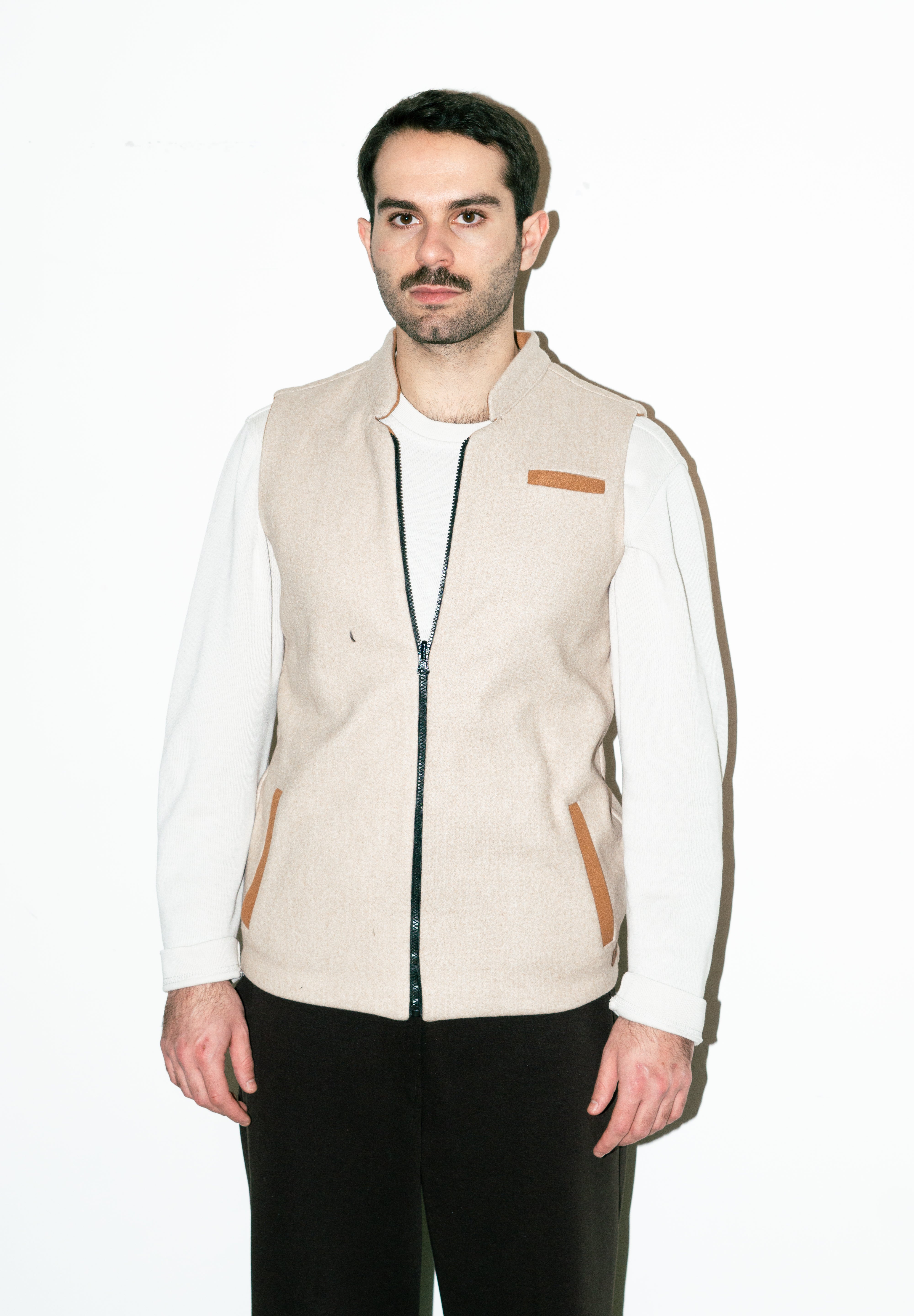 Al-Sudeiri Vest / Reversible - Coconut and Tan (With Zip)