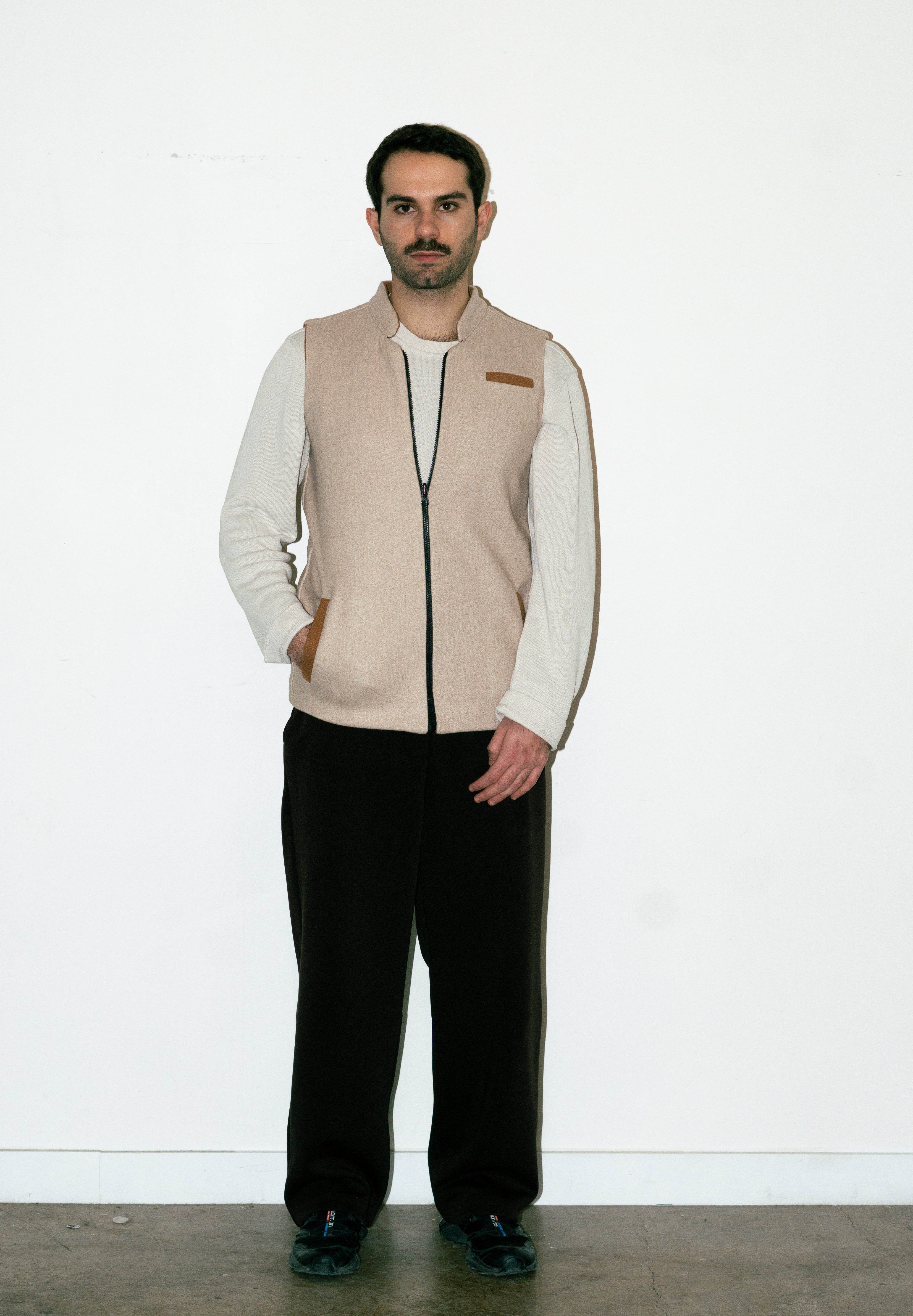 Al-Sudeiri Vest / Reversible - Coconut and Tan (With Zip)