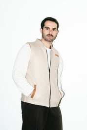 Al-Sudeiri Vest / Reversible - Coconut and Tan (With Zip)