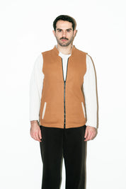 Al-Sudeiri Vest / Reversible - Coconut and Tan (With Zip)