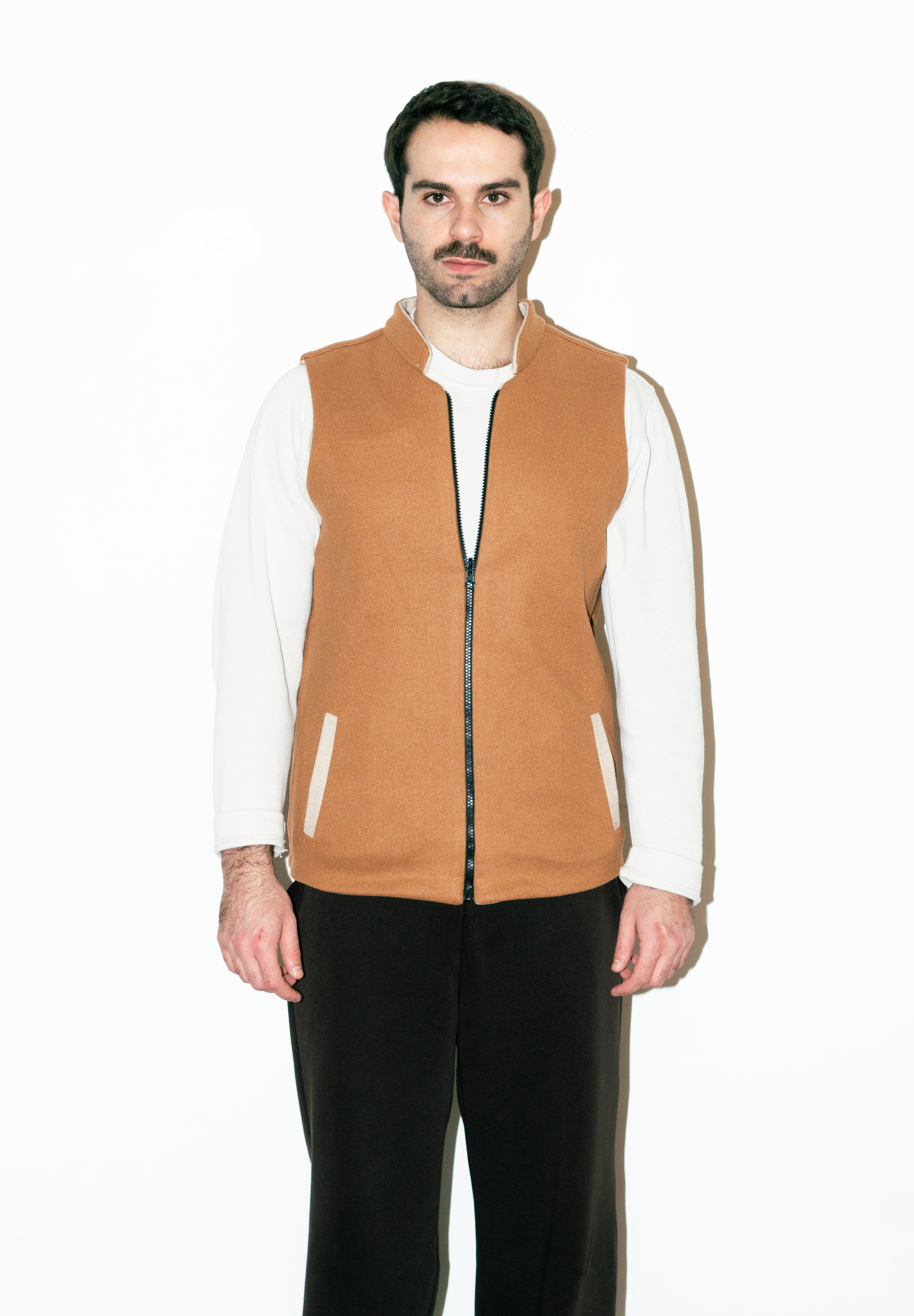 Al-Sudeiri Vest / Reversible - Coconut and Tan (With Zip)