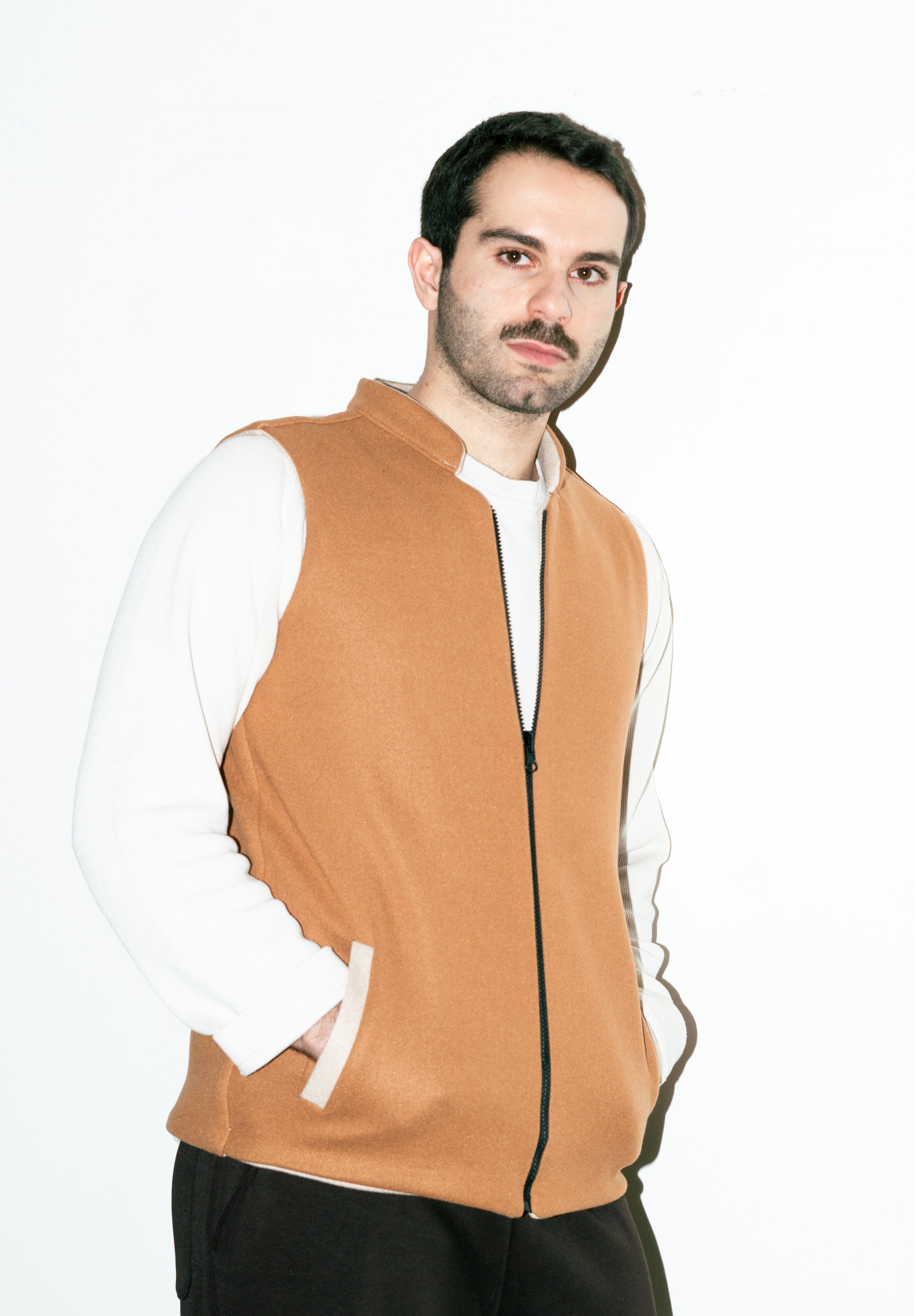 Al-Sudeiri Vest / Reversible - Coconut and Tan (With Zip)